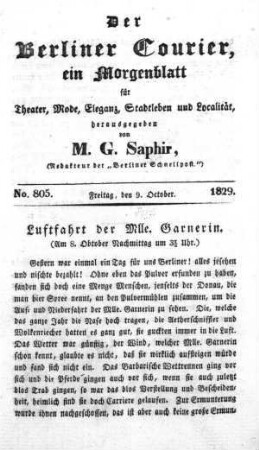 No. 805, Freitag, den 9. October 1829