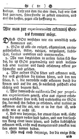 Wie man zur experimentalen erkentniß Gottes kommen möge.