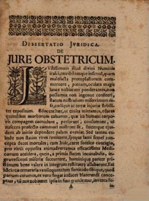 De Jvribvs Obstetricvm : = Vom Rechte der Wehemütter