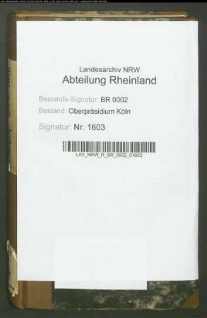 Altes Repertorium des Bestandes Oberpräsidium Köln
