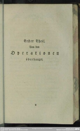 Erster Theil. Von den Operationen überhaupt