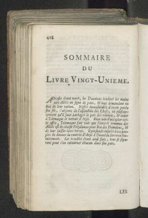 Sommaire du livre vingt-unieme.
