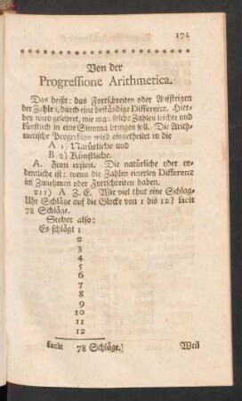 Von der Progressione Artihmetica