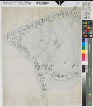 Crassenstein (Wadersloh) Wege in einem Teil des Schloßparks Mitte 19.Jh. o.M. 60 x 48 kol. Zeichnung Wendt-Crassenstein K Nr. 27