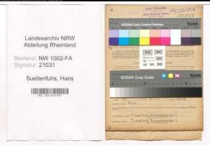 Entnazifizierung Hans Sueltenfuhs, geb. 06.11.1898 (Kaufmann)