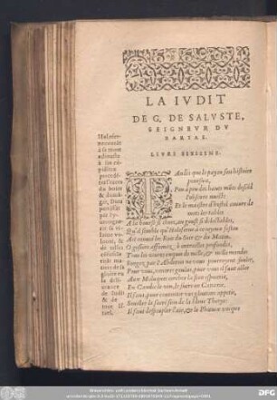 La Judit De G. De Saluste, Seigneur Du Bartas. Livre Sixiesme.