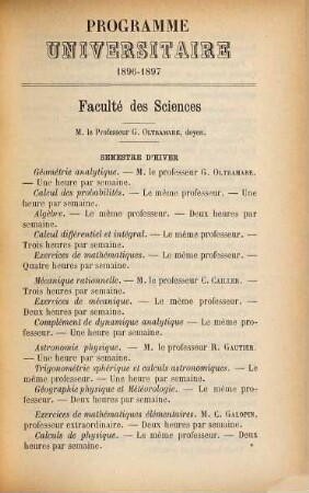 Programme des cours. 1896/97