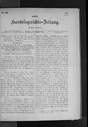 No 26 1879. Handelsgerichts-Zeitung.