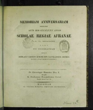 De chronologia Homerica I