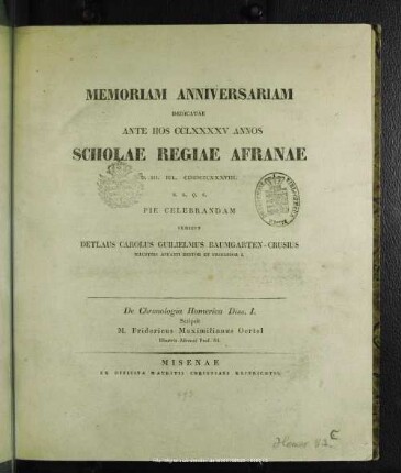 De chronologia Homerica I