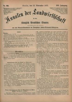 No. 91. Berlin, den 12. November 1873. XIII. Jahrgang.