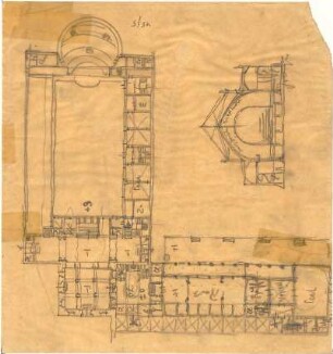 Fischer, Theodor; Köln; Werkbundausstellung, Wandelhalle - Grundriss, Schnitt