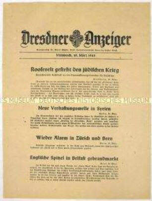 Nachrichtenblatt "Dresdner Anzeiger" u.a. zu Verhaftungen in Syrien