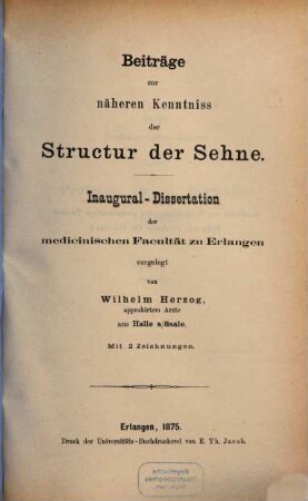 Beiträge zur näheren Kenntniss der Structur der Sehne