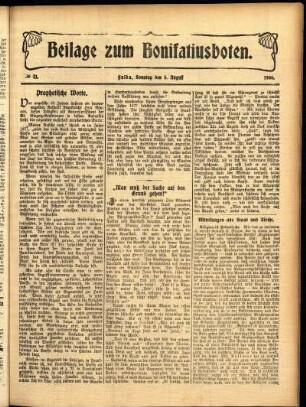 Zweite Ausgabe vom Sonntag, den 05. August 1906.