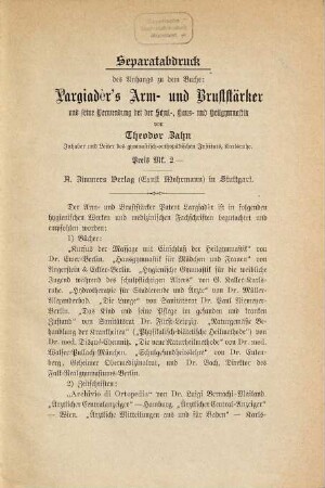Largiadèr's Arm- und Bruststärker aus der Fabrik von Georg Engler in Stuttgart : [Umschlagtitel.] (S.-Abdr. des Anhangs zu dem Buche-Largiadèr's Arm- und Bruststärker und seine Verwendung bei der Schul-, Haus- und Heilgymnastik von Theodor Zahn.)