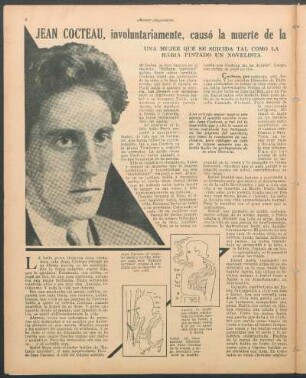 Jean Cocteau, involuntariamente, causó la muerte de la protaginista real de su famosa novela : Una mujer que se suicida tal como la habia pintado un novelista