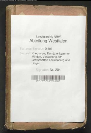 Revision des Domänenanschlags der Grafschaft Tecklenburg