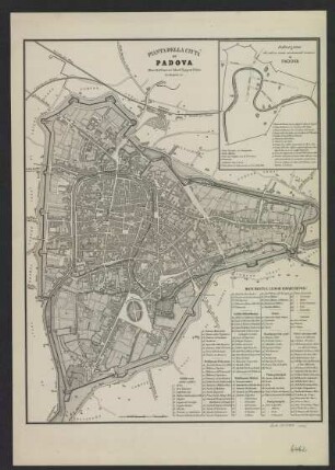 Stadtplan von Padua, Italien, 1:8 000, Lithographie, um 1870