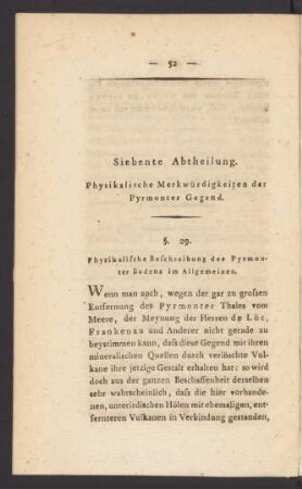 Siebente Abtheilung. Physikalische Merkwürdigkeiten der Pyrmonter Gegend