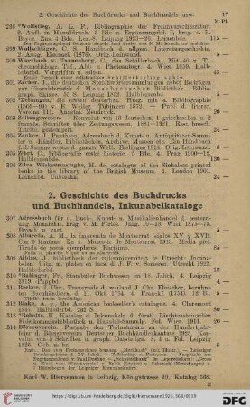 2. Geschichte des Buchdrucks und Buchhandels, Inkunabelkataloge (Nr. 307 - 428)