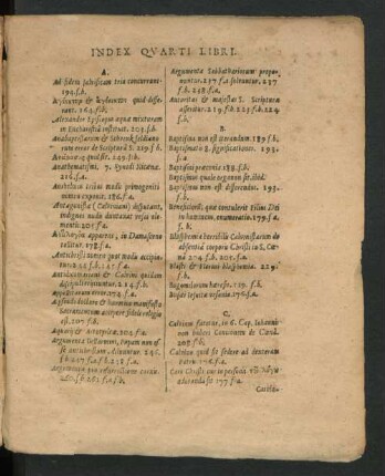 Index Quarti Libri.