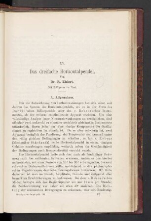 XV. Das dreifache Horizontalpendel