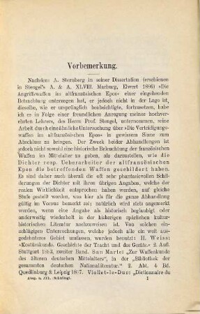 Die Verteidigungswaffen im altfranzösischen Epos