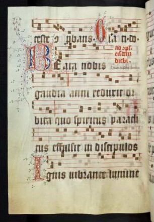 Zierinitiale: B(eata nobis gaudia)