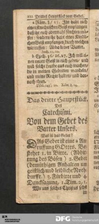 Das dritte Hauptstück. Deß Catechismi. Von dem Gebet des Vatter Unsers.