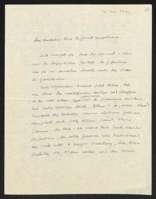 Brief von Rolf Ibscher an Gerhart Hauptmann