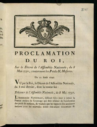 Proclamation Du Roi...