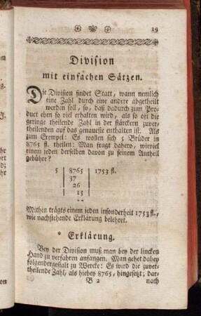 Division mit einfachen Sätzen.