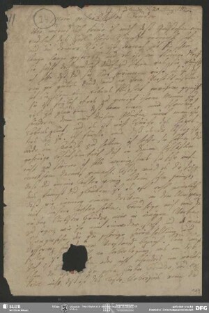 Eigenh. Brief von Charlotte Ernst an August Wilhelm von Schlegel, Pillnitz, 20.08.1822