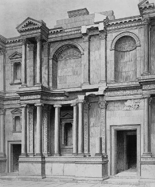 Ephesos, Theater: Rekonstruktionszeichnung der römischen Bühnenwand