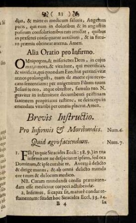 23-33, Num.6. Pro Infirmis & Moribundis. - Num.14. Ante omnia Confessarius Infirmo Confeßionem sacramentalem suadeat.