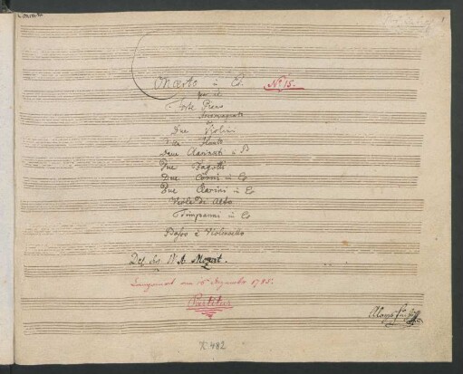 Konzerte; pf, orch; Es-Dur; KV 482