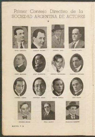 Primer Consejo Directivo de la Sociedad Argentina de Actores [Fotografías]