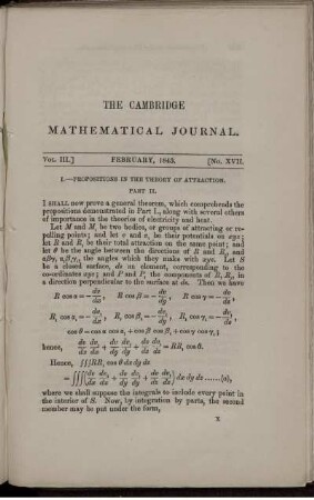 I. Propositions in the theory of attraction. Part II.