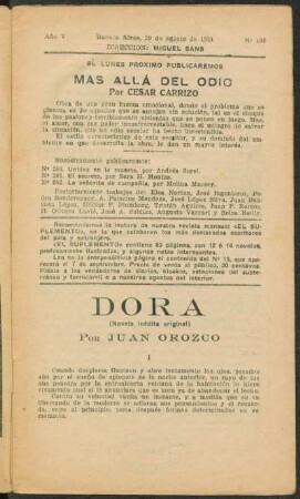 1921005198: Dora : (novela inédita original)