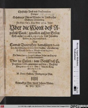 Christliche Prob und Praesentation Predigte