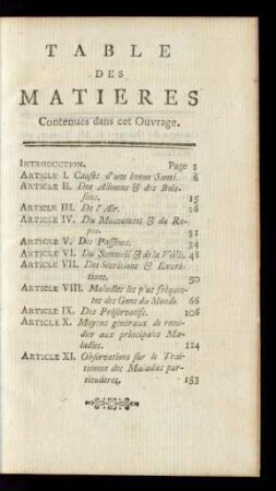 Table Des Matieres Contenues dans cet Ouvrage.