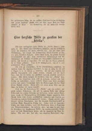 Eine herzliche Bitte zu gunsten der ,,Afrika''