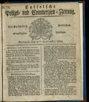 Nr. 78, Mittwoch, den 27sten September 1820