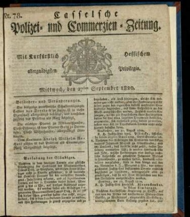 Nr. 78, Mittwoch, den 27sten September 1820