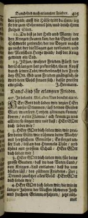 Danck-Lied für erlangten Frieden.