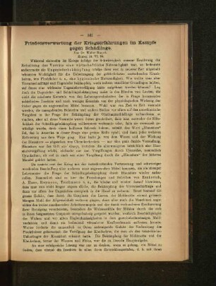 Friedensverwertung der Kriegserfahrungen im Kampfe gegen Schädlinge.