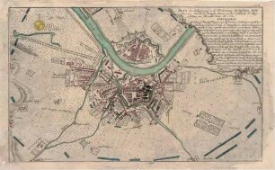 Militärischer Plan von Dresden zur Zeit der Belagerung und Zerstörung durch die Preußischen Truppen unter Friedrich II. (Friedrich der Große) im Siebenjährigen Krieg 1760