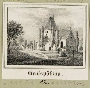 Die Kirche in Großpösna südöstlich von Leipzig, aus Sachsens Kirchen-Galerie von Hermann Schmidt, Bd. 9, 1844