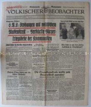 NS-Tageszeitung "Völkischer Beobachter" zur Lage nach dem Sturz der Regierung von Papen